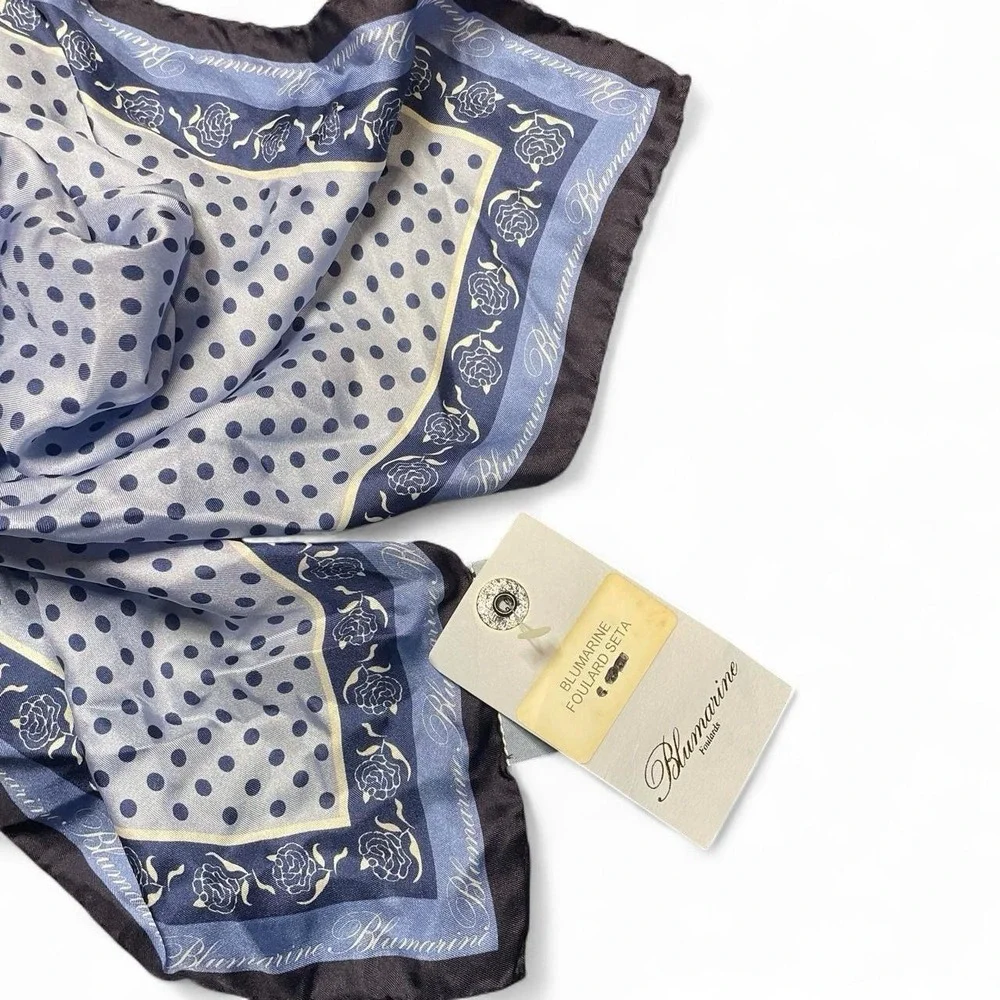 Blumarine Women's Vintage Made In Italy Silk Polka Dot And Floral Print Scarf